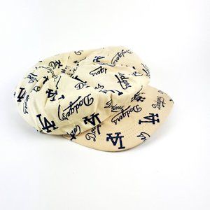 VTG 70s? Spellout Script All Over OVERSIZED Newsboy Cabbie LA Dodgers Hat Cap!